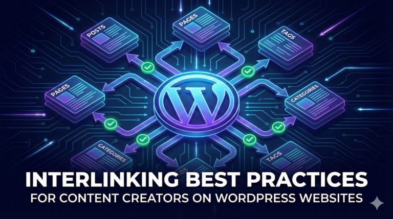 Visual diagram of interlinking best practices for WordPress content creators.