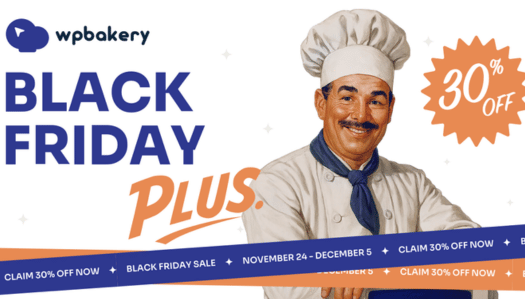 Black Friday Plus promotional banner with chef mascot and 30% discount offer.