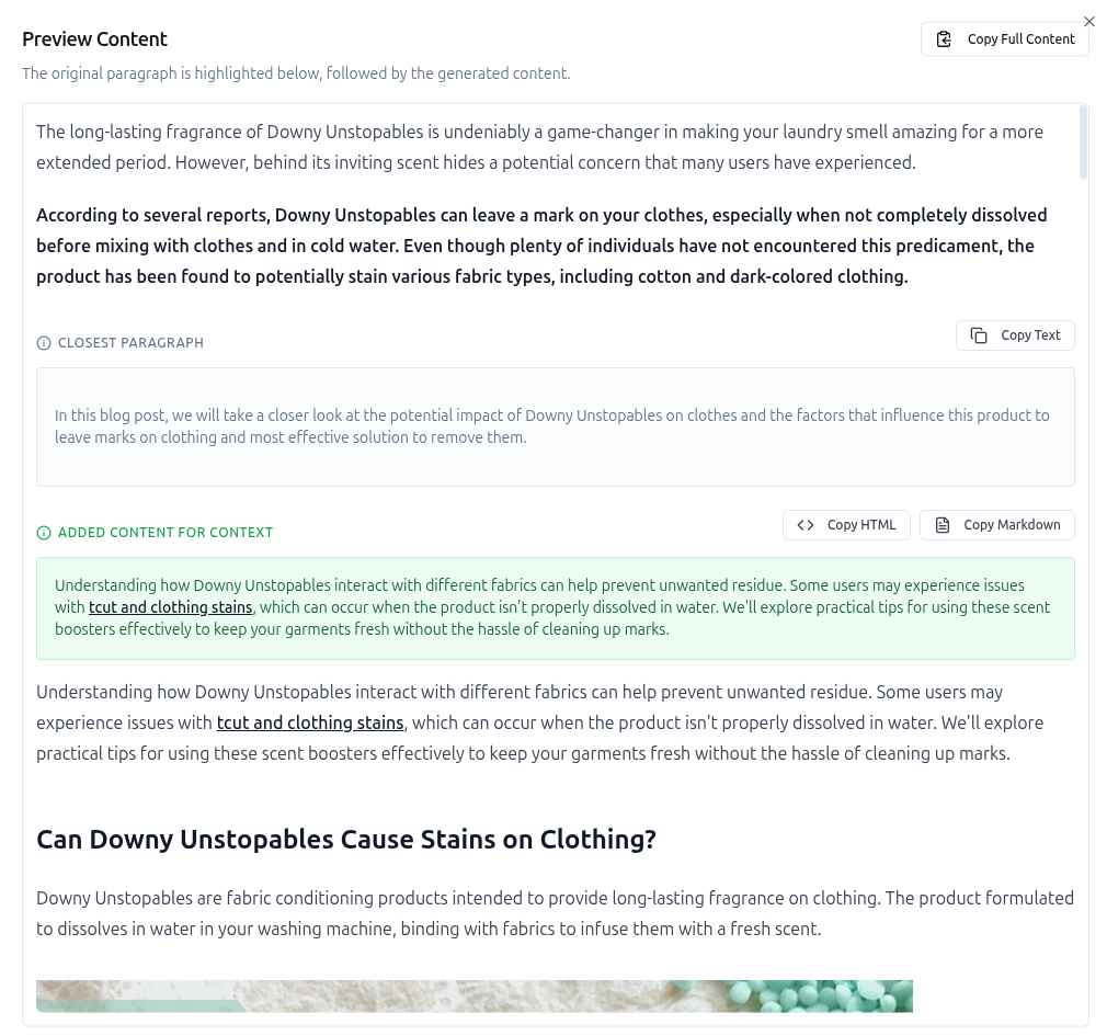 Content Preview Interface