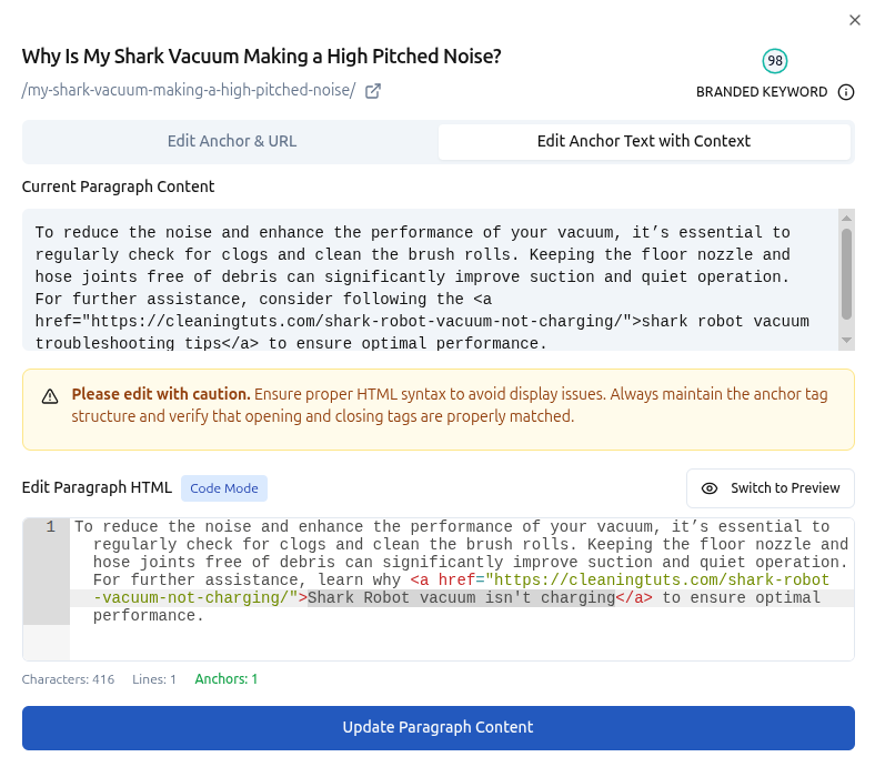 Context-Aware Anchor Editing