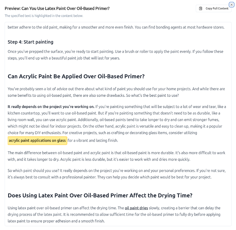 Preview Anchor Text in Content