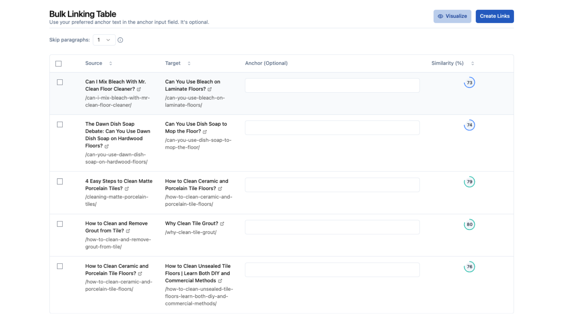 Bulk Linking with Semantic Threshold