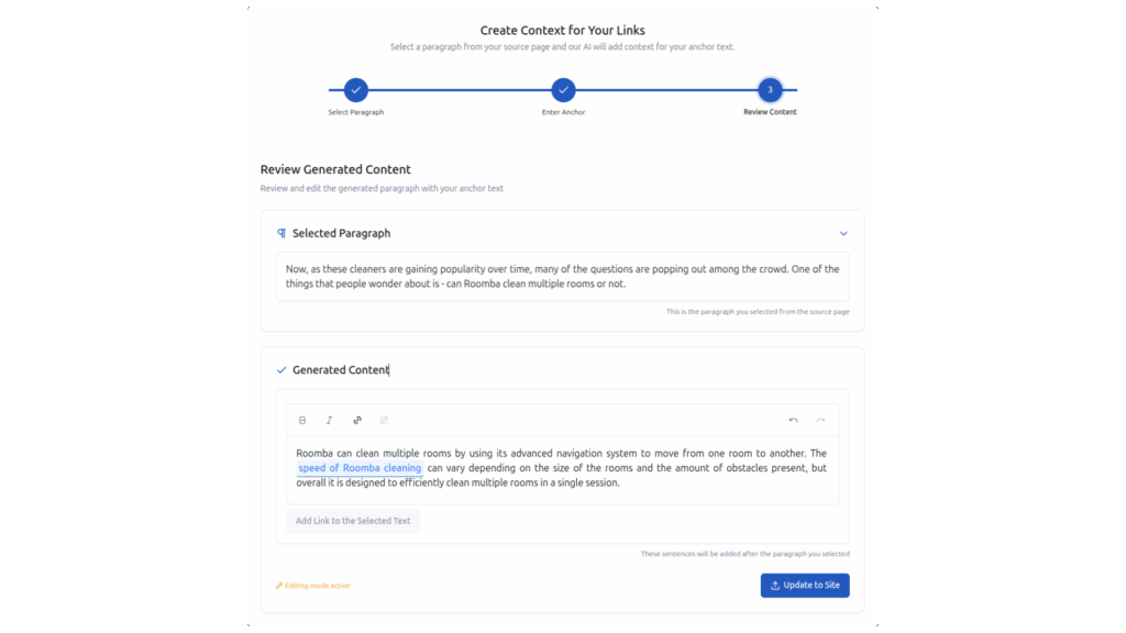 generating context for placing nlp optimized anchor text