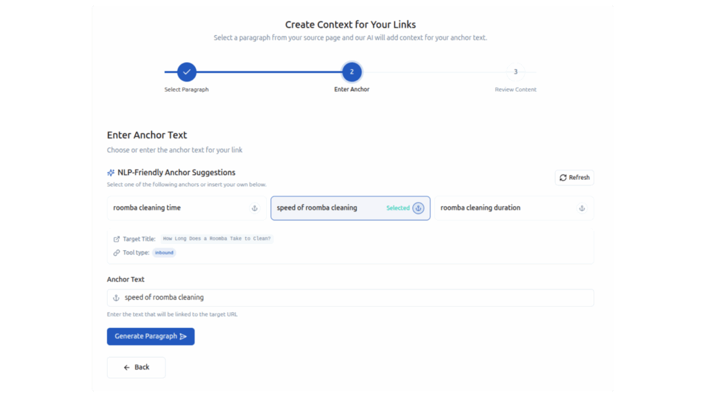 generating nlp friendly anchor text
