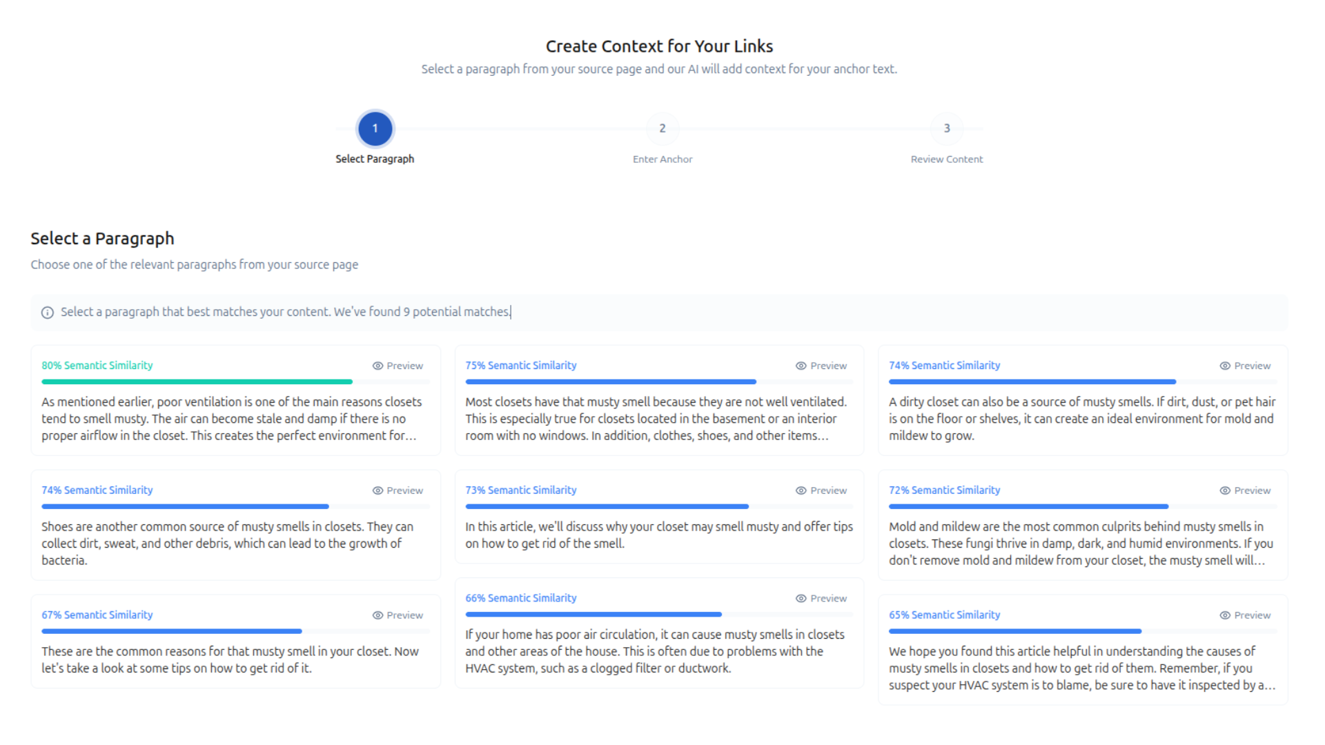 Semantic Paragraph Selection